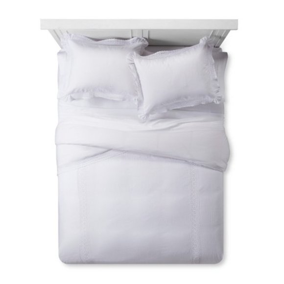 Linen Crochet Duvet Cover Set - Simply Shabby Chic - Picture 2 of 6